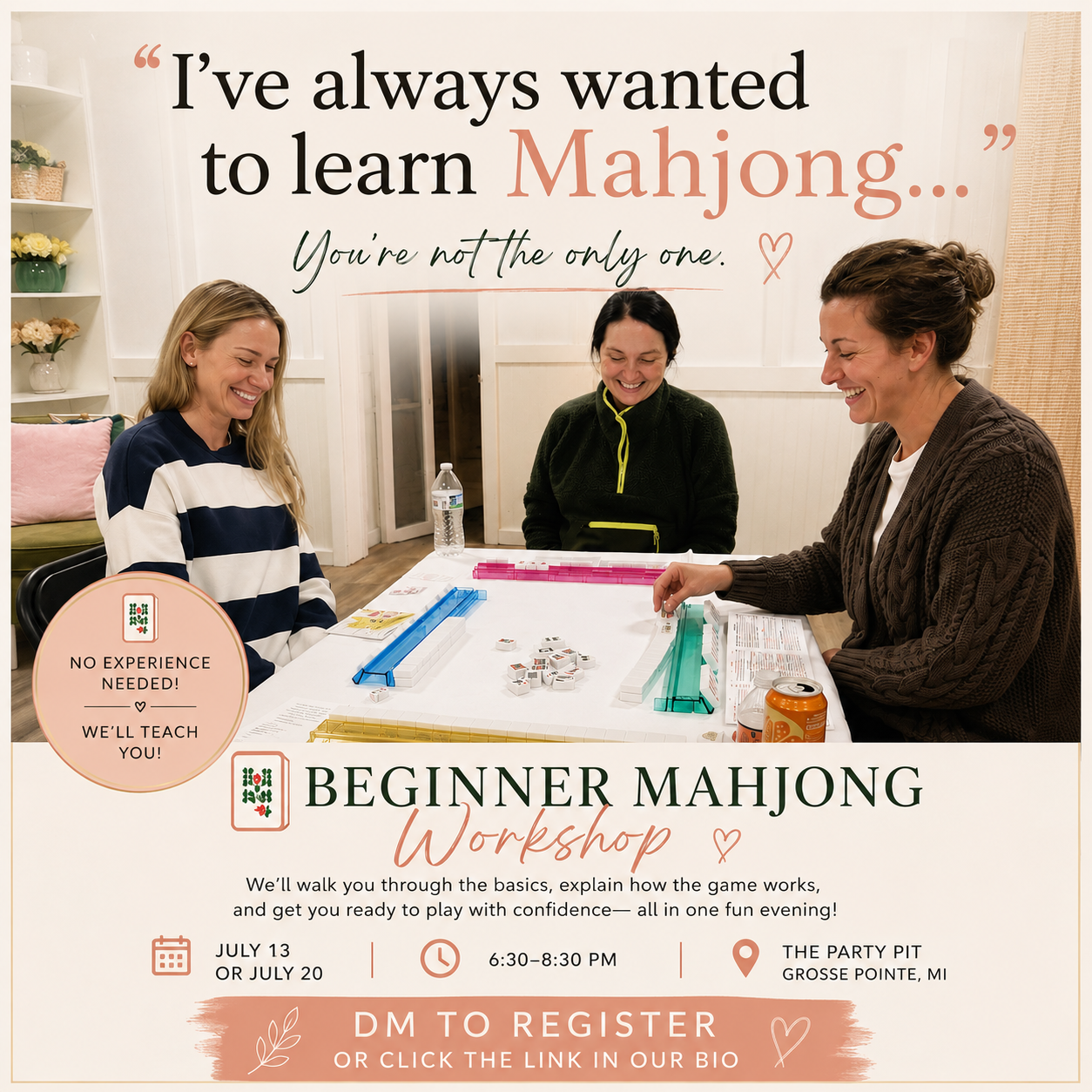 Beginner Mahjong Class July 20 6:30-8:30